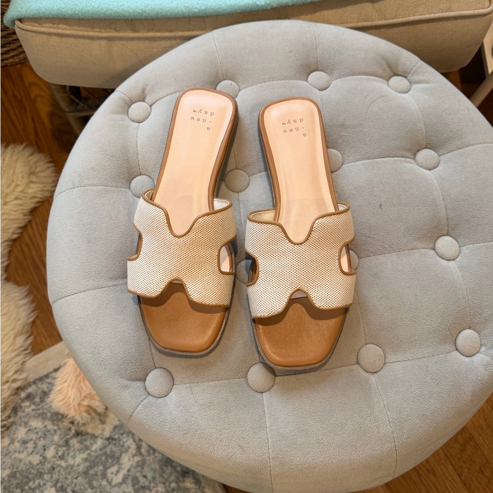 Neutral Beige Slide Sandals - a New Day Target 6.5